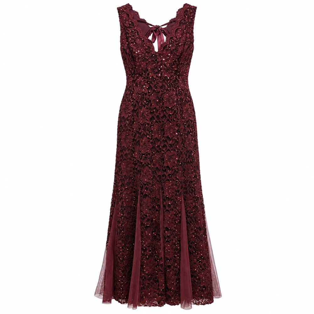Whimsigoth Coquette Gown Women Large Sequin Lace Mermaid Prom Wedding Guest